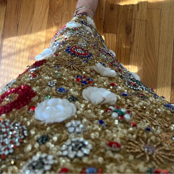 Floral Embellished Gold Dress - Picture 4 of 4